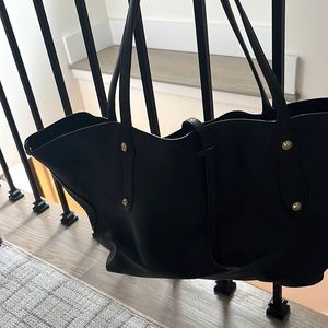 Black leather tote